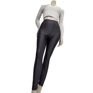 American Apparel Silver Leggings Large ~ Shein  White Crop Top Small Balletcore